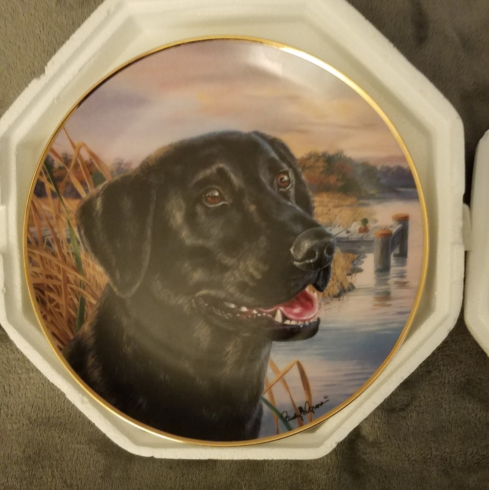 NIB, Franklin Mint Heirloom Collection plate Black Labrador Retriever